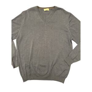 Men's Toscano Firenze Blue Wool V-Neck Sweater Size XXL